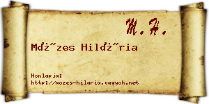 Mózes Hilária névjegykártya